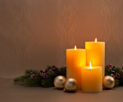Advent Christmas wreath in front of dark moody background
