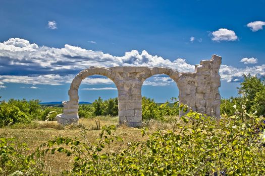 Ancient Roman Burnum archaeological site, remainf of a Roman Legion camp in Dalmatia, Croatia