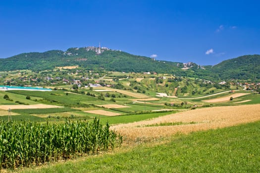 Kalnik mountain agricultural green landscape, Prigorje region, Croatia