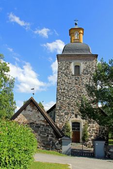 Tammela late medieval church, Finland, was built  c. 1530-1550 and the tower was completed in 1785.