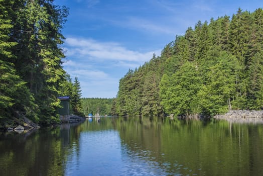 Five sea (in Norwegian Femsj��en) is a lake located in the municipality of Halden, Norway. My son and I were on a photo safari, hoping to get pictures of Osprey that breed in a tree on a small island in Five sea