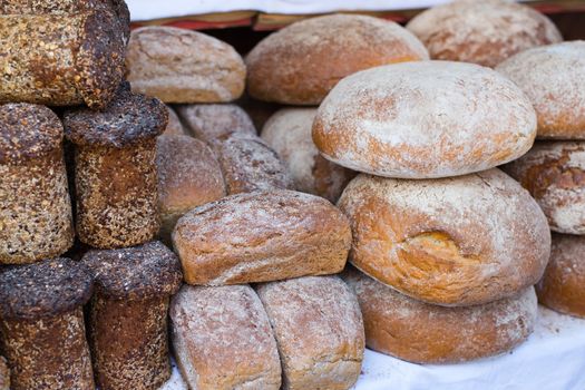 plenty of fresh loafs of bread - shallow DOF