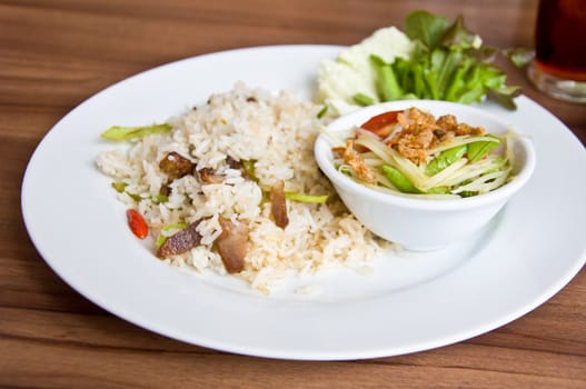 fried rice with grilled pork