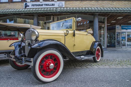 The image is shot at an exhibition in the main street in downtown Halden, Norway.