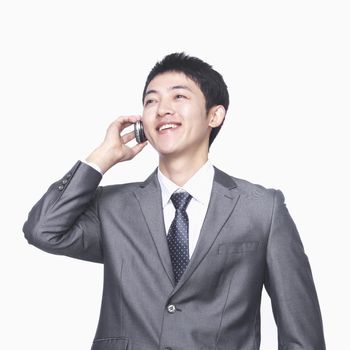 Businessman talking on cell phone