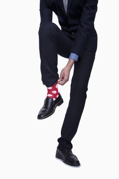 Businessman with Red Polka Dot Socks