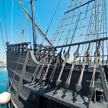 Old ship black, tourist attraction in Barcelona