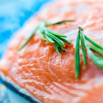 Fresh salmon fillet with rosemary