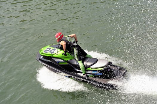 Ales - France - on July 14th, 2013 - Championship of France of Jet Ski on the river Gardon. at the beginning