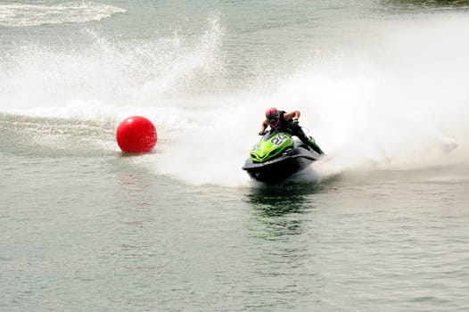 Ales - France - on July 14th, 2013 - Championship of France of Jet Ski on the river Gardon. In full race