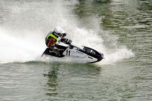 Ales - France - on July 14th, 2013 - Championship of France of Jet Ski on the river Gardon. In full race