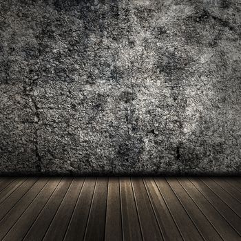 Grunge wall with floor, interior of a room.