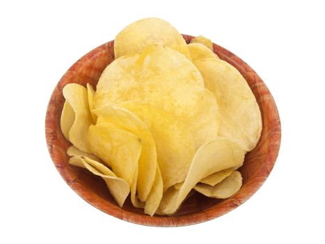 potato chips in the cup isolated on white background