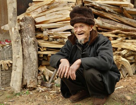 GUANGXI PROVINCE, CHINA - APRIL 3: Yao ethnic old Men, Yao village Dazhai, Southwest China, April 3, 2010. An elderly Chinese man, Dazhai, near Longsheng, Guangxi, China.