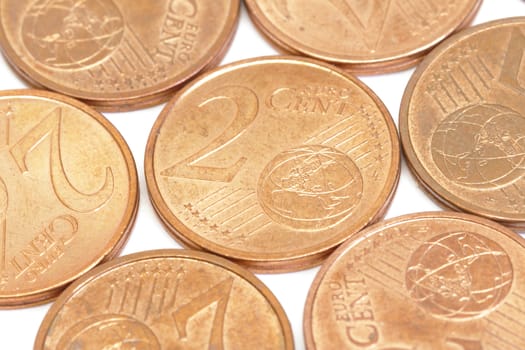 Euro coins closeup as background