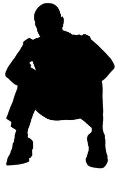 silhouette man in suit sitting on floor with clipping path.