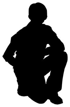Silhouette of casual  teen boy over white background with clipping path.