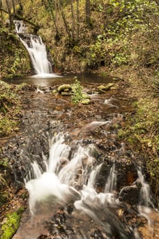 Autumn colors and waterfall in the forest, Cuasso al Monte - Varese