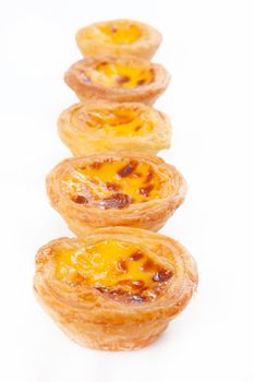 delicious portuguese egg tart isolated on white background