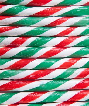close up of Red and green candy canes