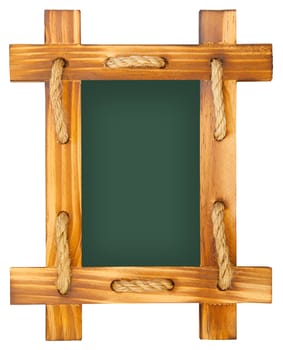 Old chalk board with wood frame isolated on white background