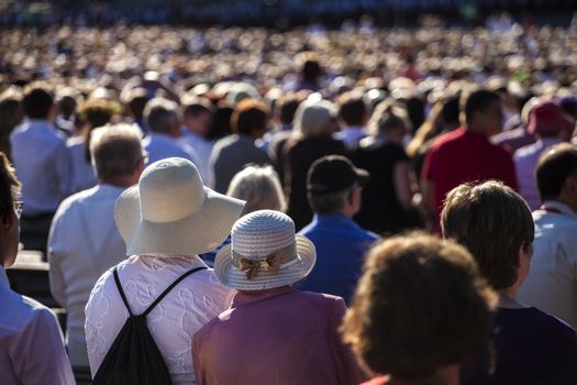 Large crowd of people watching concert or sport event