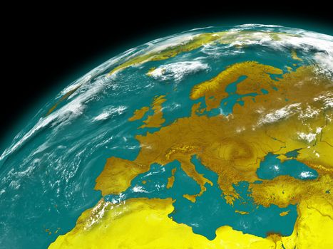 Europe on planet Earth isolated on black background. Elements of this image furnished by NASA.