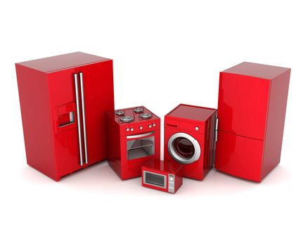 picture of household appliances on a white background