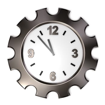 gear wheel clock on white background - 3d illustration