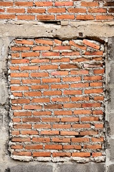 Red bricks and concrete blocks wall