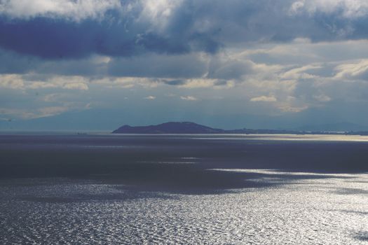 view of the beautiful sea and clouds with Gibraltar
