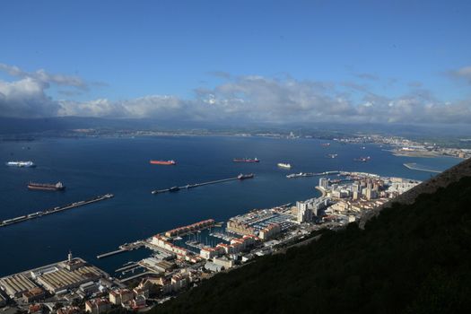 beautiful view of the sea and the city of Gibraltar with
