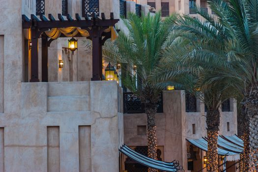 DUBAI, UAE - NOVEMBER 15: View of the  Souk Madinat Jumeirah.Madinat Jumeirah encompasses two hotels and clusters of 29 traditional Arabic houses. Nov 15, 2012 in Dubai