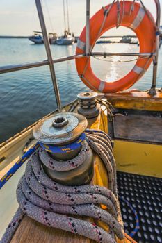 Life buoy attached to the cruise yacht