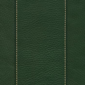 Dark green leather with center band and white seams