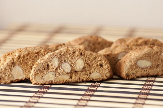 Delicious cantuccini cookies close up