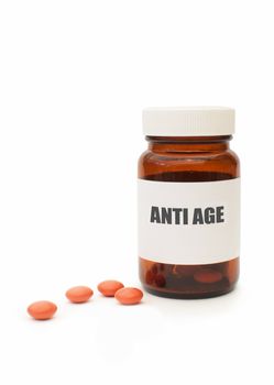 Medicine jar with anti aging pills 