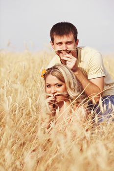 Pair of ears with a mustache in a wheat field