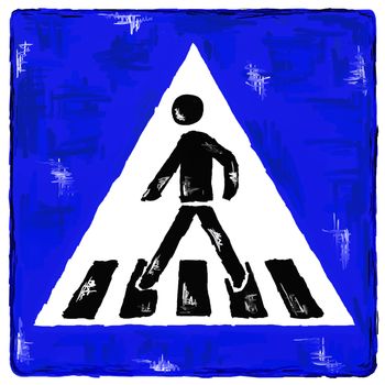 roadsign people crossing road - illustration