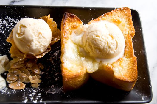 toast and vanilla ice cream