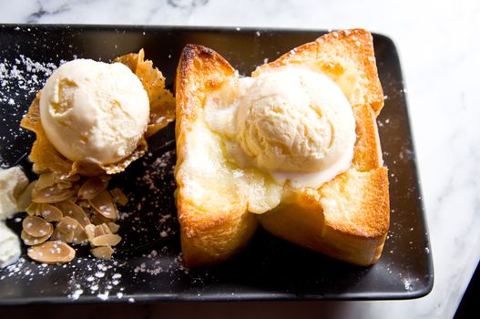 toast and vanilla ice cream