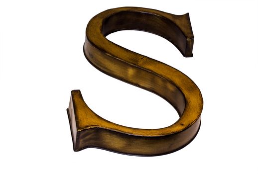 Decorative S sign showing brown rustic colors.