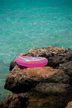 Buoy near turquose sea and consept of summer vacation