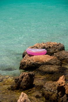 Buoy near turquose sea and consept of summer vacation