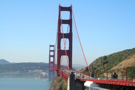 The Golden Gate Bridge in San Francisco on a clear day.