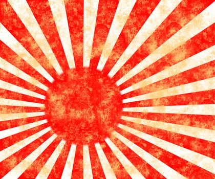 Rising sun flag of Japan in grunge.