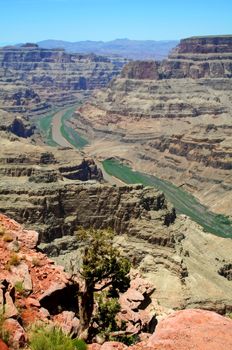 The view from Guano Point on the Grand Canyon West Rim overlooking the Colorado River.