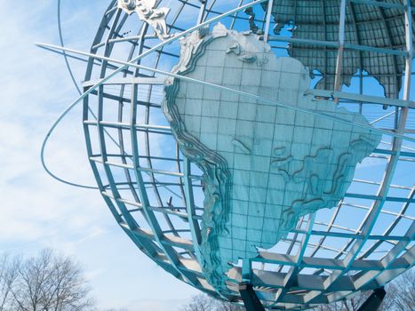 huge globe standing in Flushing Meadows in Queens, NYC