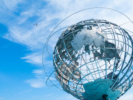 huge globe standing in Flushing Meadows in Queens, NYC