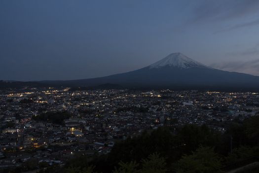 Mt Fuji with city view in twilight